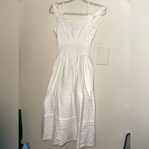 Snidel women’s white smocked waist gauzy floral dress cottagecore feminine M EUC